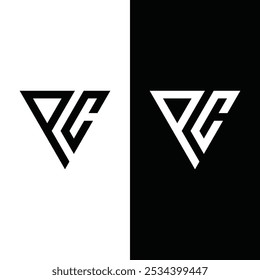 Design de logotipo monograma de letras para PC com forma de triângulo