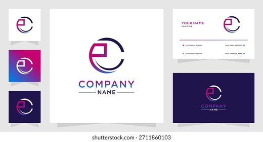 Logotipo de círculo da marca da letra do pc Design moderno para a marca da empresa