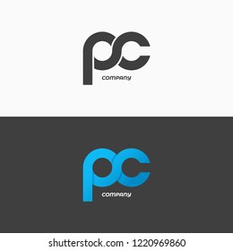 PC letters logo. Letter P and letter C icon set vector background