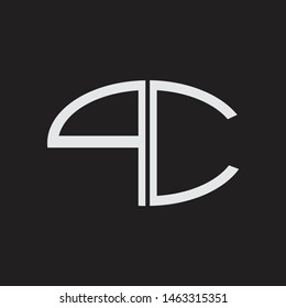 PC Logo letter oval monogram design template with black and white colors