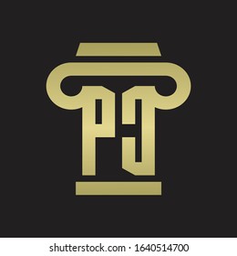 PC Logo monogram with pillar style design template with gold colors