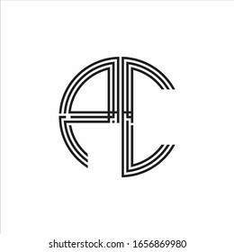 PC Logo monogram triple ribbon style line design template isolated on white background