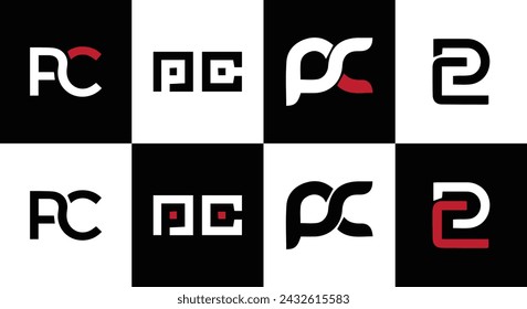 PC-Logo. PC-Design. Weißer PC-Buchstabe. PC, PC-Logo-Design. Anfänglicher Buchstabe PC-verknüpfter Kreis, großes Monogramm-Logo. Design. Top-Logo, Zuletzt, Vorgestellt,