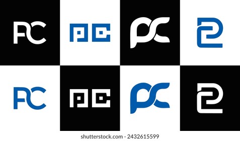 PC logo. P C design. White PC letter. PC, P C letter logo design. Initial letter PC linked circle uppercase monogram logo.  design. top logo, Most Recent, Featured,