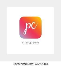 PC logo, vector. Useful as branding, app icon, alphabet combination, clip-art.