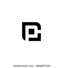 PC logo. PC white letter logo. initial letter PC modern linked. initial letter logo CP, PC, p inside c rounded lowercase black monogram. C P or P C letter template logo design vector