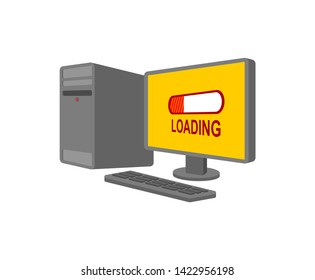 PC long loading. Computer froze vector illustration
