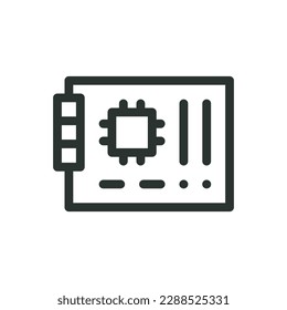 PC mainboard isolated icon, computer motherboard vector icon with editable stroke