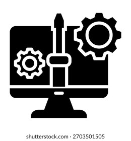 Icono de mantenimiento de PC Glifo Estilo Ilustración vectorial