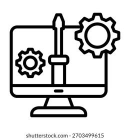 Pc Maintenance Icon Line Style Vector Illustration