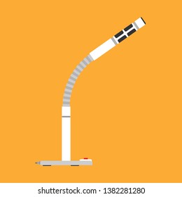 PC microphone vector icon media symbol equipment. Computer audio music element speaker. Flat white device gadget
