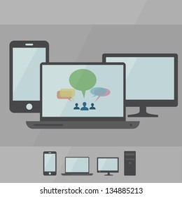 pc, mobile phone and notebook