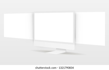 PC monitor with blank framework web pages. Mockup for responsive web-design or showing screenshots. Vector illustration