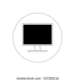 PC monitor in a circle vector icon 