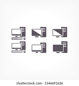 PC monitor desktop computer device screens set vector icon mouse