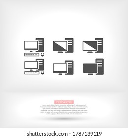 PC monitor desktop computer device screens set vector icon mouse