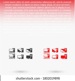 PC monitor desktop computer device screens set vector icon mouse