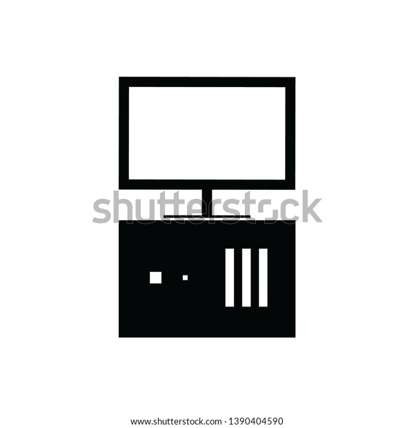 pc\
with monitor flat icon symbol sign, vector, eps\
10