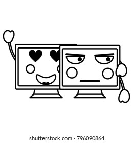 pc monitor hardware pair kawaii cartoon