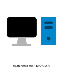 Pc Monitor Icon - Pc Monitor Isolated, Computer Desktop Illustration - Vector Computer