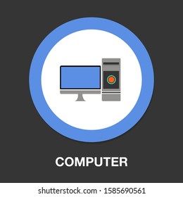 Pc Monitor Icon - Pc Monitor Isolated, Computer Desktop Illustration - Vector Computer