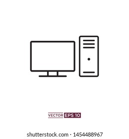 PC and monitor icon vector illustration