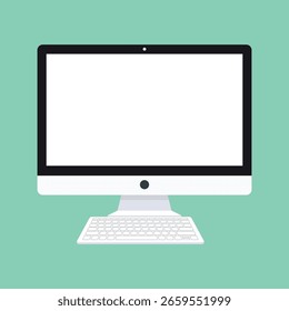 PC Monitor with Keyboard Vector Design Illustration  