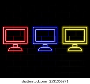 Pc monitor neon icon. Simple thin line, outline vector of computer parts icons for ui and ux, website or mobile application.