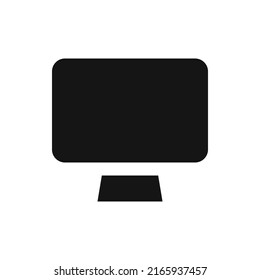 PC monitor solid icon. Computer screen glyph vector symbol.