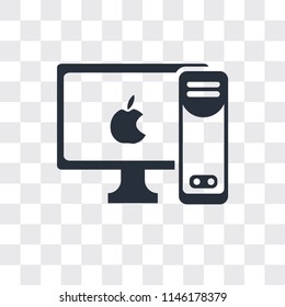 PC with monitor vector icon isolated on transparent background, PC with monitor logo concept