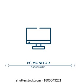 pc monitor vector line icon. Simple element illustration. pc monitor outline icon from basic hotel set concept. Can be used for web and mobile
