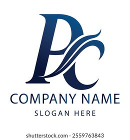 Pc monogram logo design template