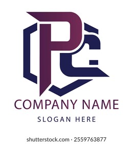 Pc monogram logo design template