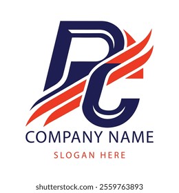 Pc monogram logo design template