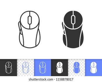 PC Mouse black linear and silhouette icons. Thin line sign of computer accessory. Click outline pictogram isolated on white transparent backdrop. Vector Icon of PC manipulator simple symbol closeup