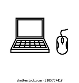 PC and mouse icon vector logo design template. Perfect for web icon design