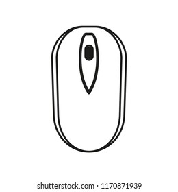 PC mouse line icon isolated on white background. Outline thin digital device equipment vector.