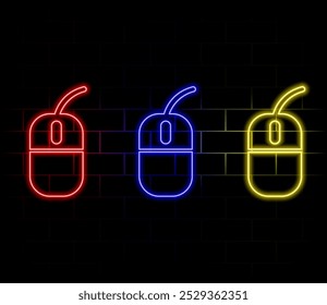 PC mouse neon icon. Elements of business set. Simple icon for websites, web design, mobile app, info graphics.