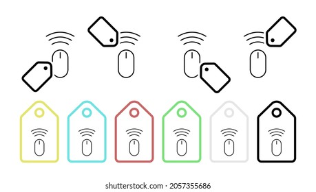 Pc mouse vector icon in tag set illustration for ui and ux, website or mobile application