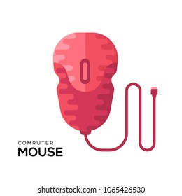 PC mouse vector illustration symbol object. Flat icon style concept design