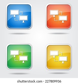 Pc Network Colorful Vector Icon Design