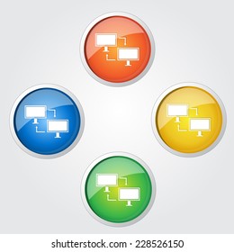 Pc Network Colorful Vector Icon Design
