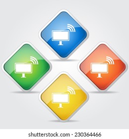 Pc Network Colorful Vector Icon Design