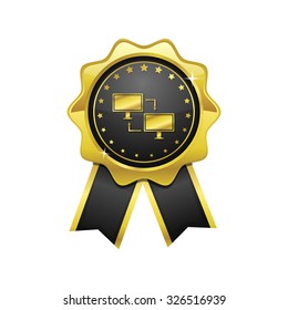 Pc Network golden Vector Icon Design