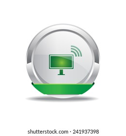 Pc Network Green Vector Icon Button