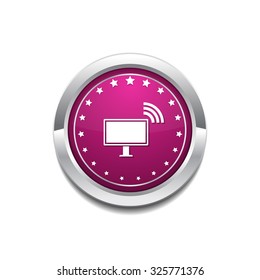 Pc Network Pink Vector Button Icon
