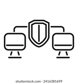 Pc network privacy icon outline vector. Online access. Insurance device