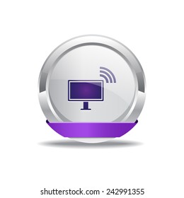 Pc Network Purple Vector Icon Button