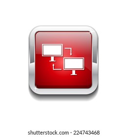 Pc Network Red Vector Icon Button