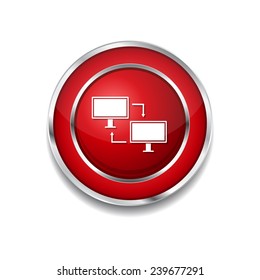 Pc Network Red Vector Icon Button